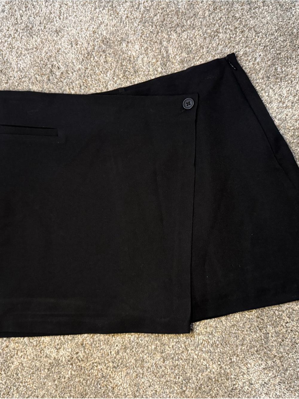Steve Madden Black Wrap-Front Skort with Button Accent